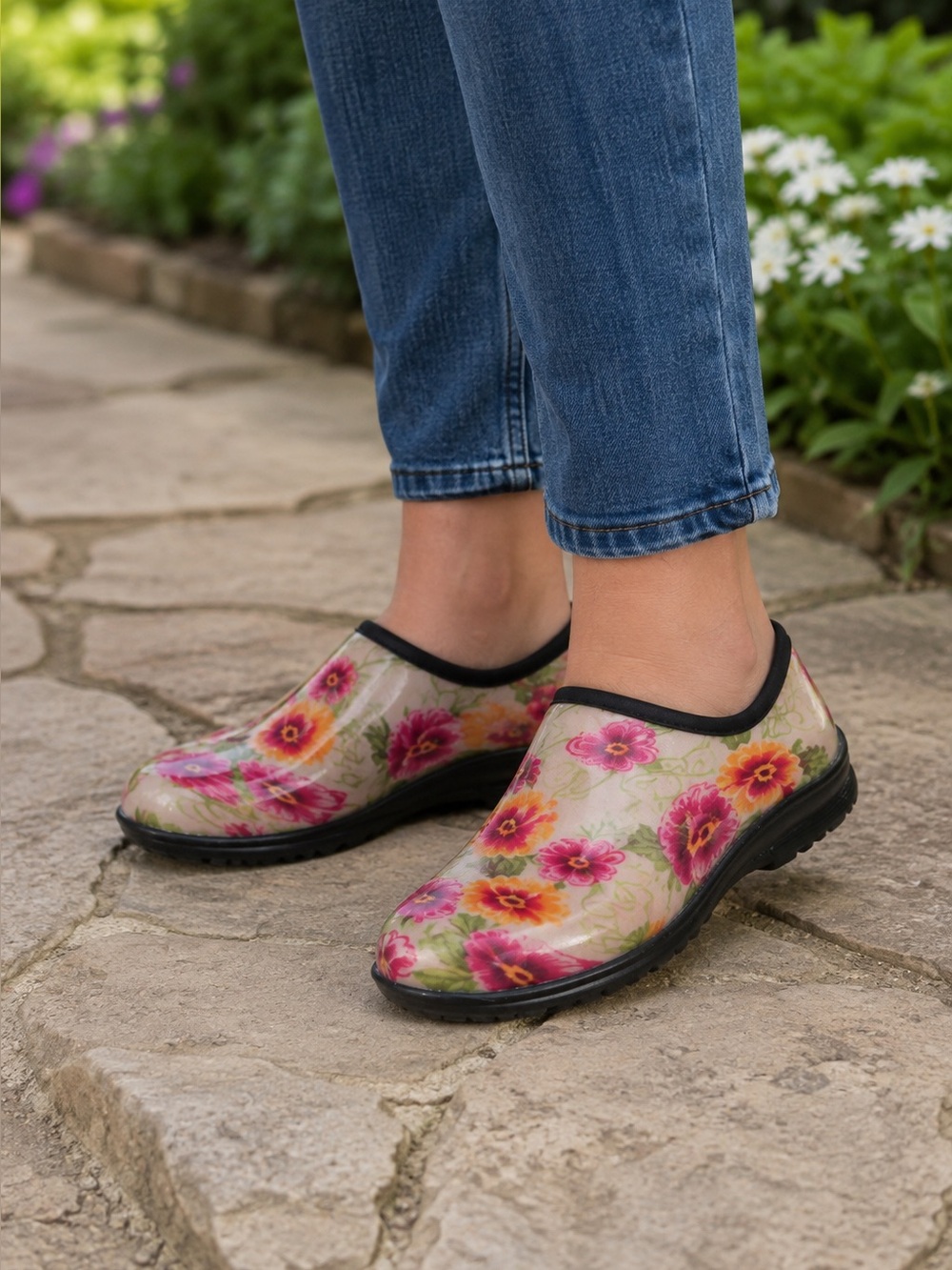 Floral Garden Clog/ Rain Boot  - Pink Floral Waterproof Women’s Shoe